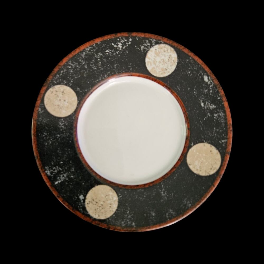 Sasaki Pompeii Loretta Agro Set of 4 Saucers Black Speckled Fine China